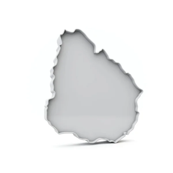 Uruguay eenvoudige 3D kaart in het wit grijs. 3d Rendering — Stockfoto