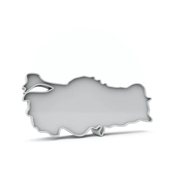Turquie carte 3D simple en gris blanc. Rendu 3D — Photo