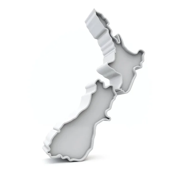 Neuseeland einfache 3D-Karte in weißgrau. 3D-Darstellung — Stockfoto