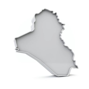 Irak 'ın 3 boyutlu basit beyaz gri haritası. 3d Hazırlama