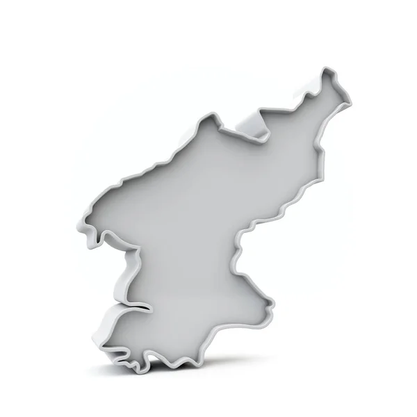 Kuzey Kore 'nin basit beyaz gri 3D haritası. 3d Hazırlama — Stok fotoğraf