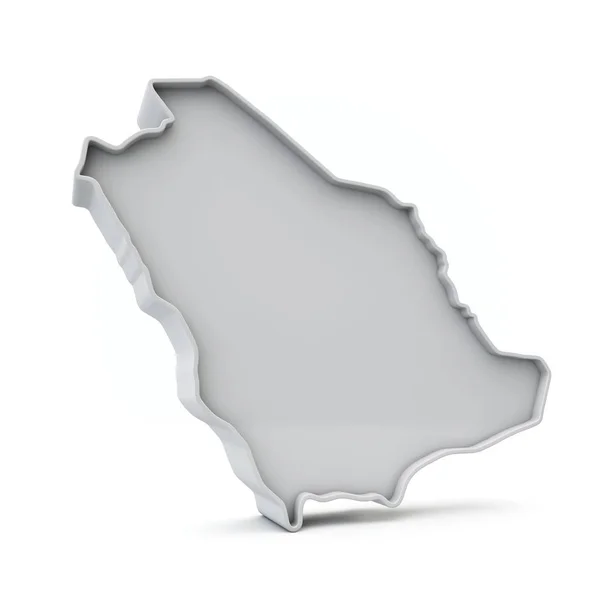 Arabie Saoudite carte 3D simple en gris blanc. Rendu 3D — Photo