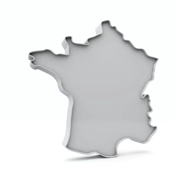 Francia mapa 3D simple en gris blanco. Renderizado 3D — Foto de Stock