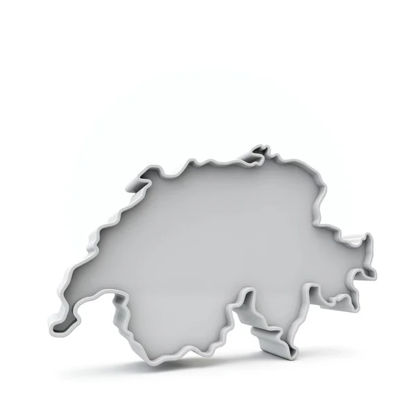 Švýcarsko jednoduché 3D mapa v bílé šedé. 3D vykreslování — Stock fotografie