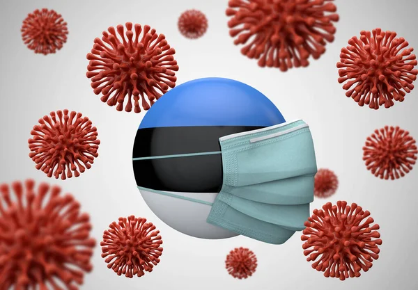 Estonia flag with protective face mask. Coronavirus concept. 3D Render — Stock Photo, Image