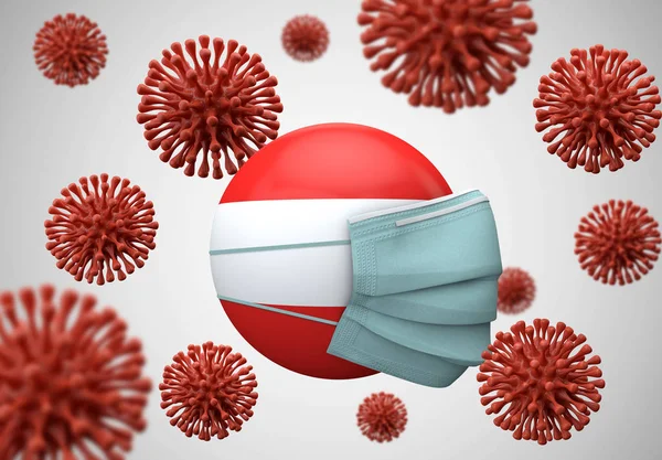 Austria flag with protective face mask. Coronavirus concept. 3D Render — Stock Photo, Image