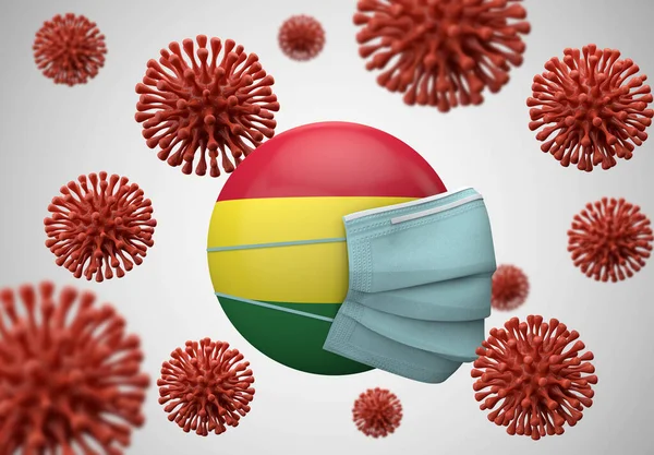 Bandera Bolivia con mascarilla protectora. Concepto de Coronavirus. Renderizado 3D — Foto de Stock