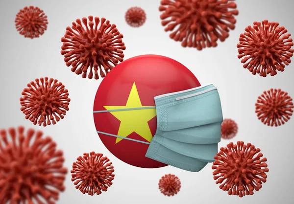 Flaga Wietnamu z maską ochronną. Koncepcja koronawirusa. 3d Renderowanie — Zdjęcie stockowe