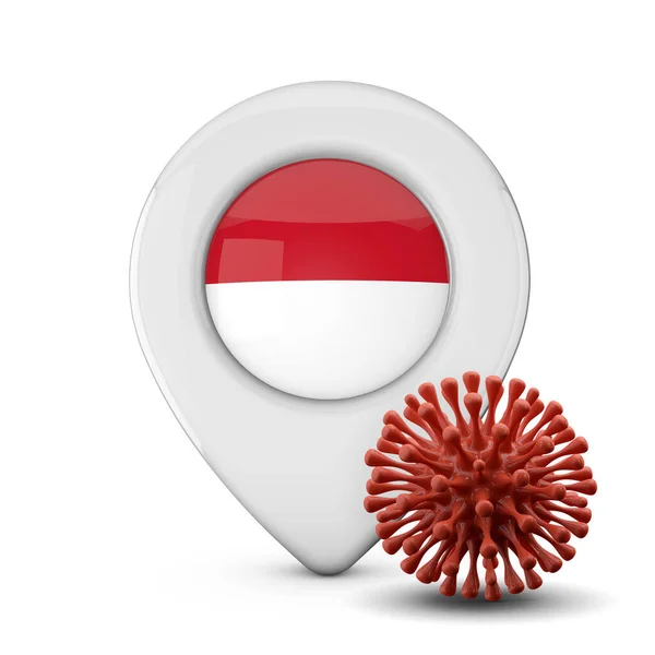 폴란드의 위치 표시는 바이러스나 질병 미생물 이 있습니다. 3D 렌더링 — 스톡 사진