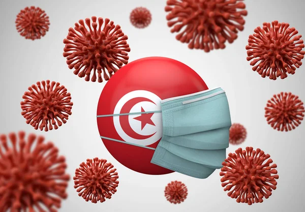 Tunisia flag with protective face mask. Coronavirus concept. 3D Render — Stock Photo, Image