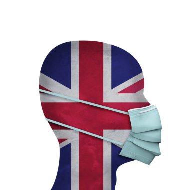 Uk sağlık hizmetleri. Koruyucu maskeli biri. 3d Hazırlama