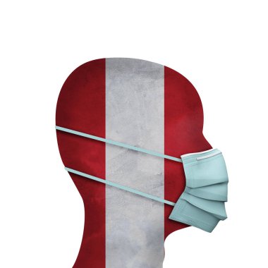 Peru sağlık hizmetleri. Koruyucu maskeli biri. 3d Hazırlama