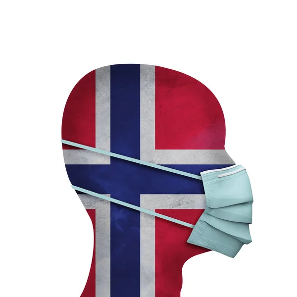 Norway healthcare. Person with protective face mask. 3D Render — Stock Photo, Image