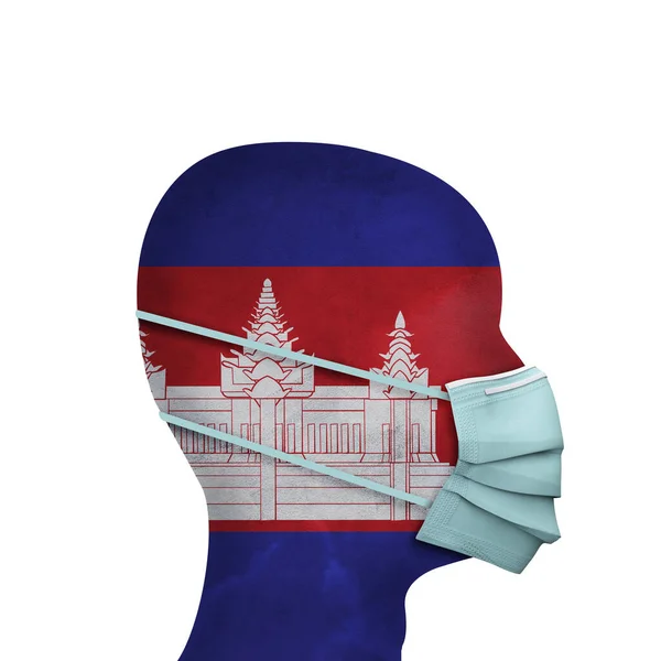 Kamboçya sağlık hizmetleri. Koruyucu maskeli biri. 3d Hazırlama — Stok fotoğraf