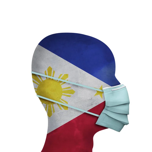 Filipinler sağlık hizmetleri. Koruyucu maskeli biri. 3d Hazırlama — Stok fotoğraf