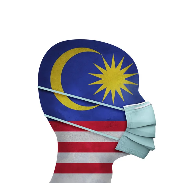 マレーシアの医療。顔の保護マスクを持つ人。3Dレンダリング — ストック写真
