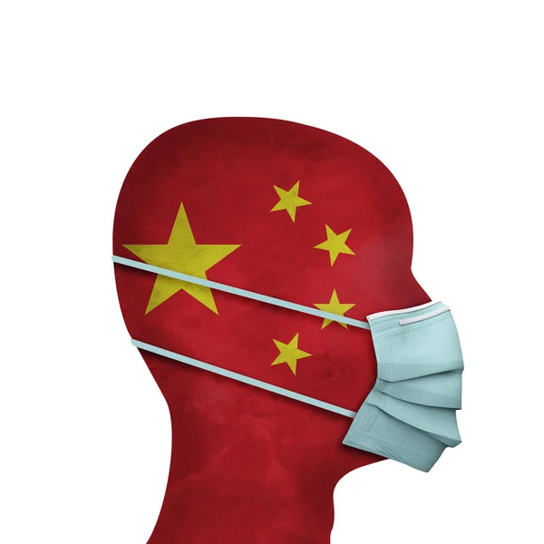 Κινέζικη υγειονομική περίθαλψη. Πρόσωπο με προστατευτική μάσκα προσώπου. 3d αποτύπωση — Φωτογραφία Αρχείου