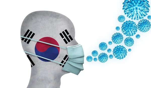 Dél-Korea egészségügy. Védőmaszkos személy. 3d Renderelés — Stock Fotó