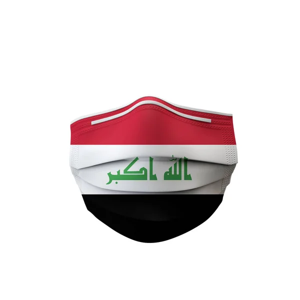 Iraq bandiera maschera medica protettiva. Rendering 3D — Foto Stock
