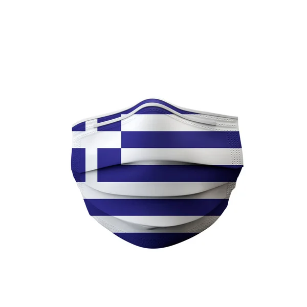ギリシャの旗保護医療マスク。3Dレンダリング — ストック写真