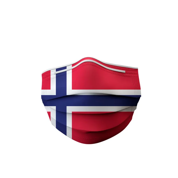 Máscara médica protectora bandera de Noruega. Renderizado 3D —  Fotos de Stock