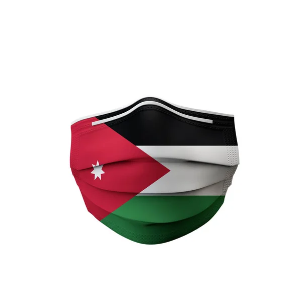 Jordan bandera máscara médica protectora. Renderizado 3D —  Fotos de Stock