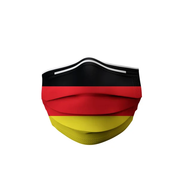 Tyskland flagga skyddande medicinsk mask. 3D-konvertering — Stockfoto