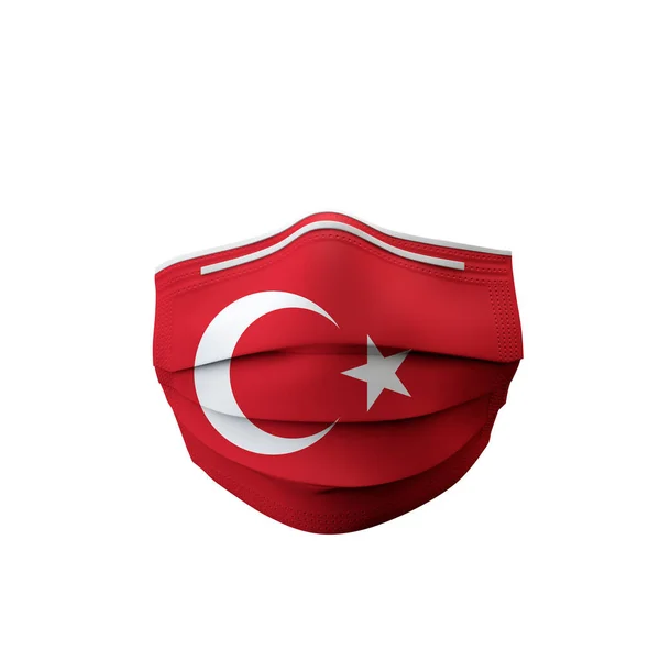 Bandera de Turquía máscara médica protectora. Renderizado 3D — Foto de Stock