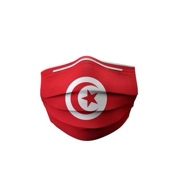Τυνησία σημαία προστατευτική ιατρική μάσκα. 3d απόδοση — Φωτογραφία Αρχείου