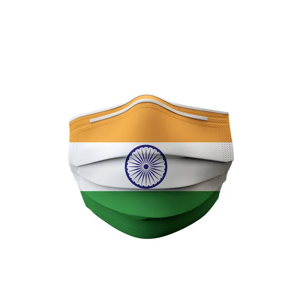 Indien flagga skyddande medicinsk mask. 3D-konvertering — Stockfoto