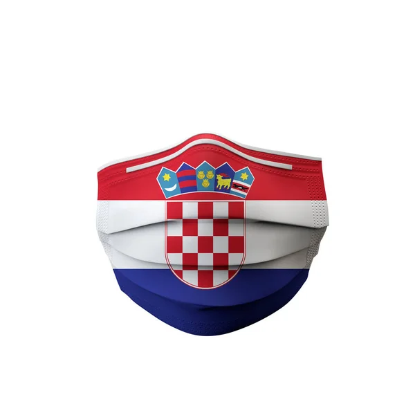 Croacia bandera máscara médica protectora. Renderizado 3D —  Fotos de Stock