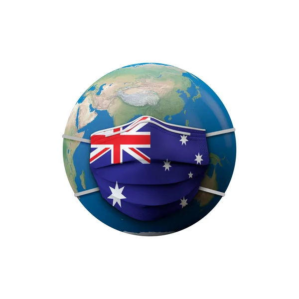 Australia flag protective medical mask. 3D Rendering — Stock Photo, Image