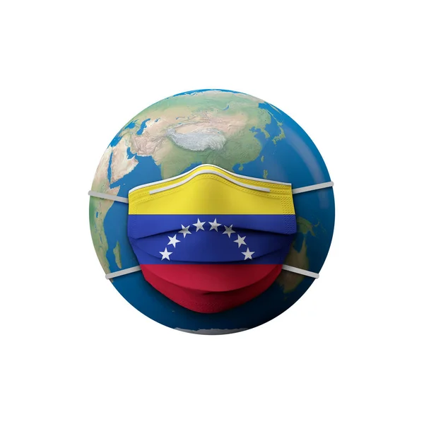 Máscara médica protectora bandera de Venezuela. Renderizado 3D — Foto de Stock