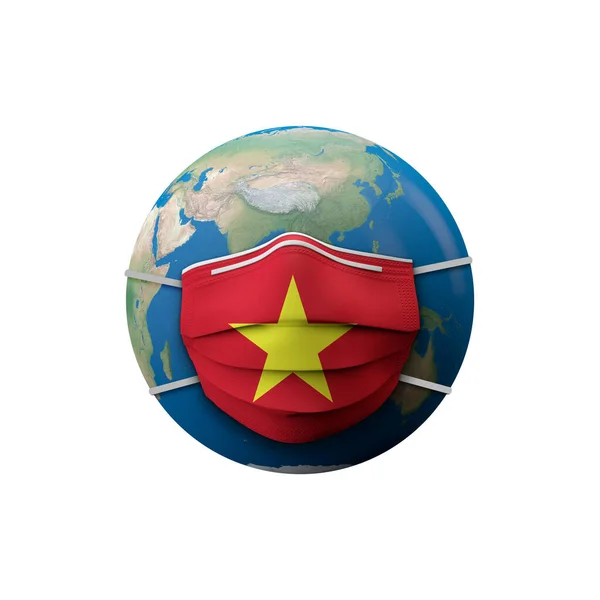 Vietnam menandai topeng medis pelindung. Perenderan 3D — Stok Foto