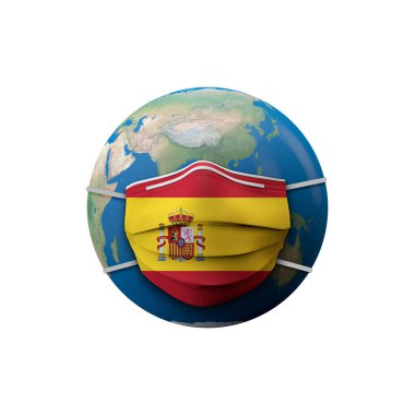 İspanya bayrak koruyucu tıbbi maskesi. 3d Hazırlama