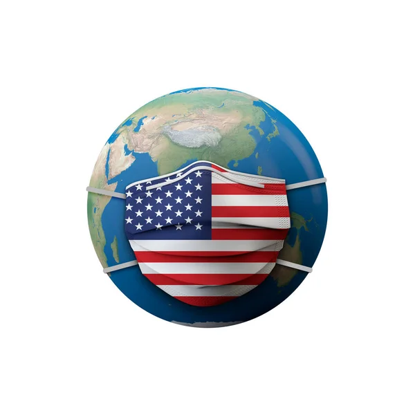 Usa-Flagge medizinische Schutzmaske. 3D-Darstellung — Stockfoto