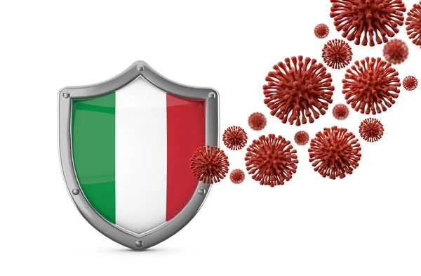 이탈리아는 박테리아에 대한 방어 깃발을 달고 있다. 3D 렌더링 — 스톡 사진
