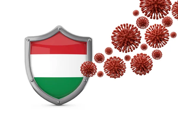 Венгрия защищает щит от вирусных бактерий. 3D Render — стоковое фото