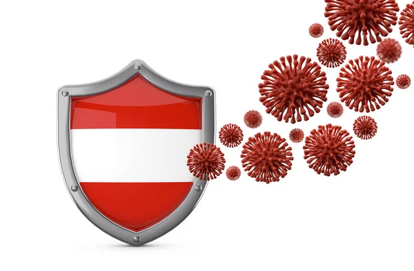 Austria protección de la bandera contra una bacteria del virus. Renderizado 3D —  Fotos de Stock