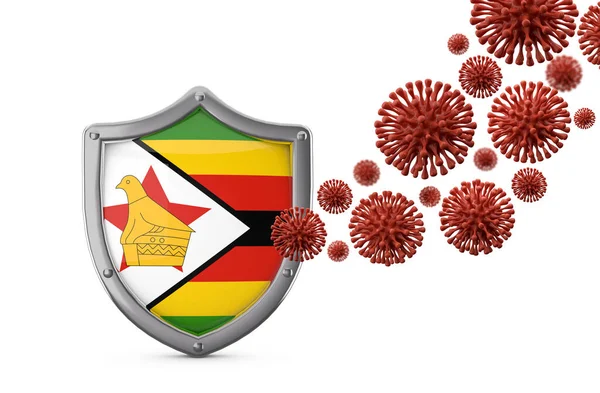 Zimbabwe zászlórúd védelem egy vírusbaktérium ellen. 3d Renderelés — Stock Fotó