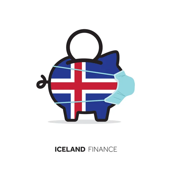 Islandia costo de salud. Hucha con una máscara protectora — Vector de stock