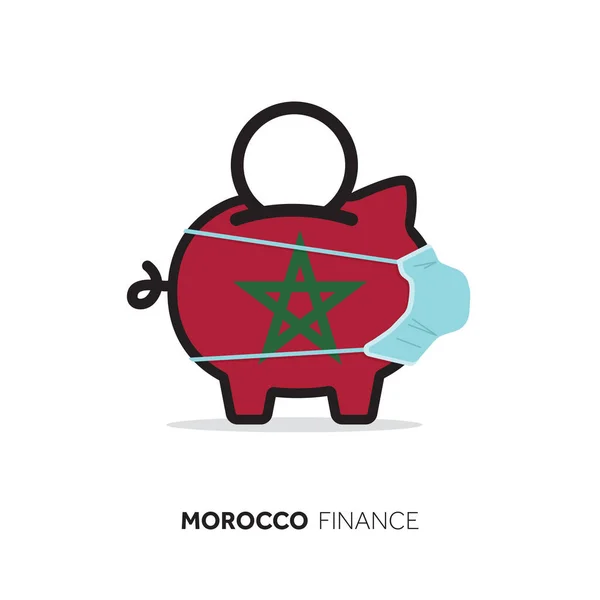 Marokko Gesundheitskosten. Sparschwein mit Schutzmaske — Stockvektor