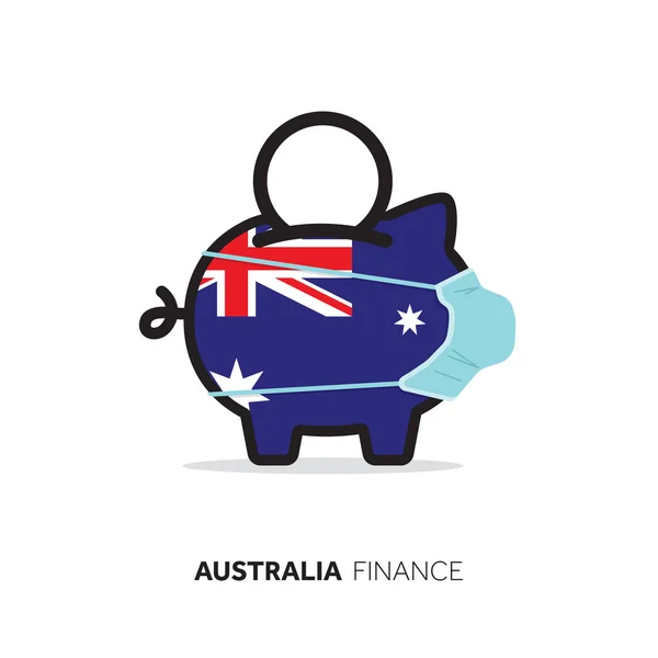 Australia healthcare cost. Piggy bank wearing a protective face mask — Stock Vector