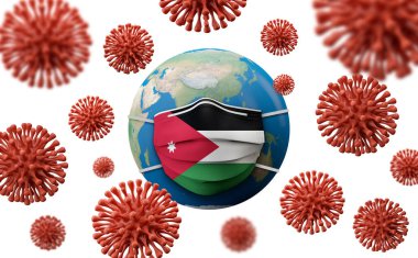 Ürdün bayrağı koruyucu tıbbi maske. 3d Hazırlama