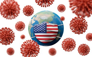 USA flag protective medical mask. 3D Rendering clipart