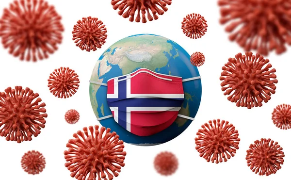 Norvegia bandiera maschera medica protettiva. Rendering 3D — Foto Stock
