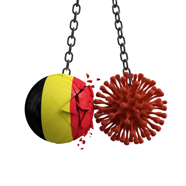 比利时球与一种病毒疾病微生物相撞.3d渲染 — 图库照片