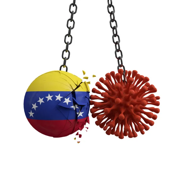 Venezuela bollen krossas i en virussjukdom mikrob. 3d Uppsägning — Stockfoto