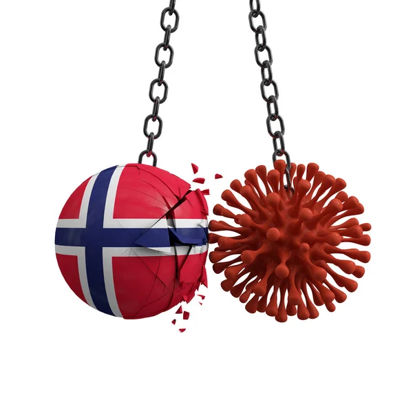 La bola de Noruega choca contra un microbio de la enfermedad del virus. Renderizado 3D —  Fotos de Stock