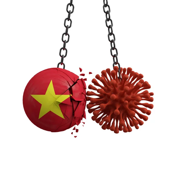 베트남 공 이 바이러스에 감염되면 마이크로 베 가 됩니다. 3D 렌더링 — 스톡 사진